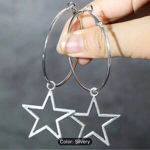 OVERSIZED HOLLOW STAR DANGLE EARRINGS